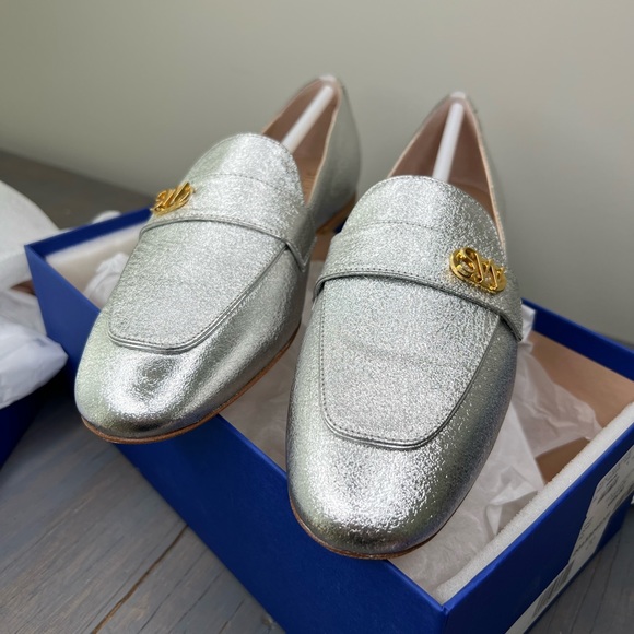 Brand New Stuart Weitzman Silver Loafers Size 8 - Picture 8 of 13